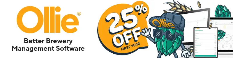 Ollie, brewery management software - 25% off your first year